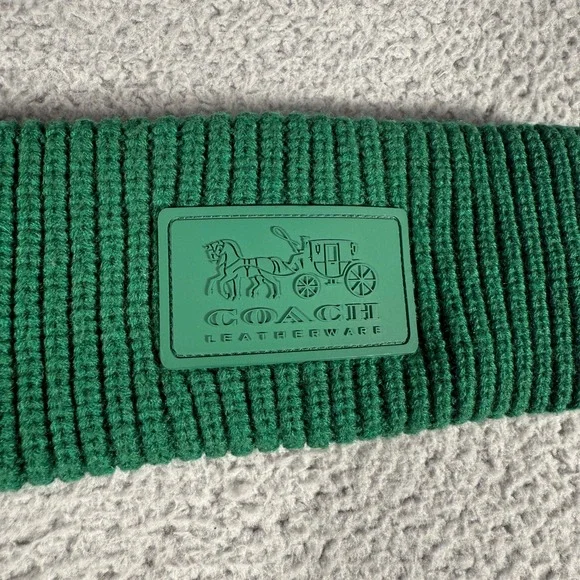 Coach Logo Ear Warmer Headband Womens One Size Green Knit Winter - Picture 2 of 5
